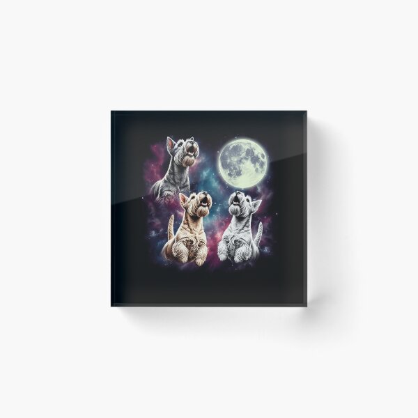 Item preview, Three Scottish Terriers Howling at Moon Funny Weird Cursed Meme designed and sold by Kimberley King Art  King Art.