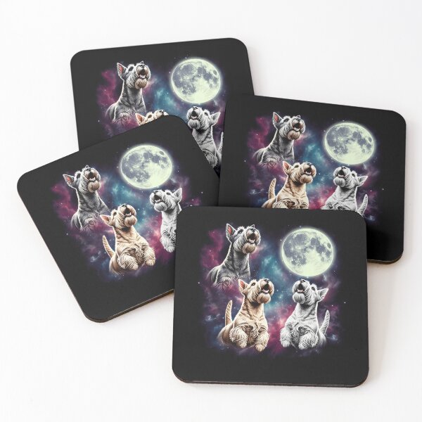 Item preview, Three Scottish Terriers Howling at Moon Funny Weird Cursed Meme designed and sold by Kimberley King Art  King Art.