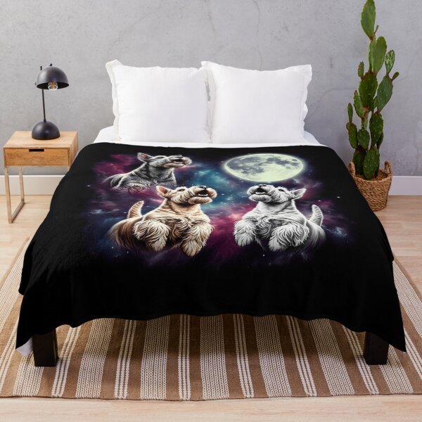 Item preview, Three Scottish Terriers Howling at Moon Funny Weird Cursed Meme designed and sold by Kimberley King Art King Art.