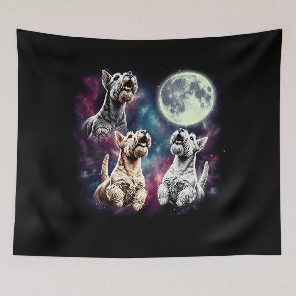 Item preview, Three Scottish Terriers Howling at Moon Funny Weird Cursed Meme designed and sold by Kimberley King Art  King Art.