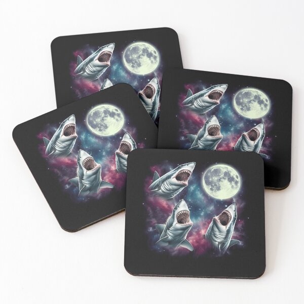 Item preview, Three Sharks Howling at Moon Funny Weird Cursed Meme designed and sold by Kimberley King Art  King Art.