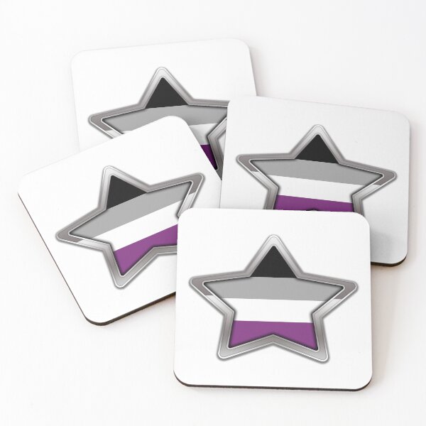 Artikelvorschau, Große asexuelle Pride-Flagge mit farbigem Stern und Chromrahmen. entworfen und verkauft von LiveLoudGraphic.