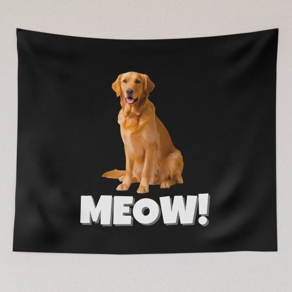 Item preview, Funny Golden Retriever Saying "MEOW!" – Quirky & Adorable Dog Meme designed and sold by Fredster1966.
