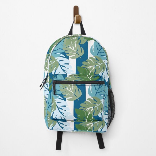 Item preview, Tropical Blue and Green Leaves on Stripe designed and sold by Sharon Schwalbe.