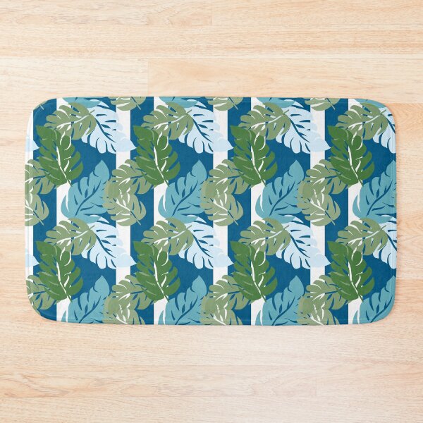 Item preview, Tropical Blue and Green Leaves on Stripe designed and sold by Sharon Schwalbe.