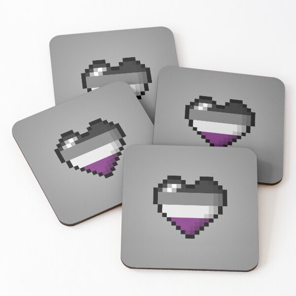 Artikelvorschau, Großes Pixel-Herz-Design in den Farben der Asexual Pride Flag entworfen und verkauft von LiveLoudGraphic.