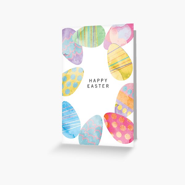 Item preview, Happy Easter typography greeting design colorful watercolor texture Easter eggs designed and sold by Jdawnink.