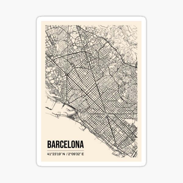 Artikel-Vorschau von Dekorative Karte der Stadt Barcelona, Spanien, designt und verkauft von DavidRagone.