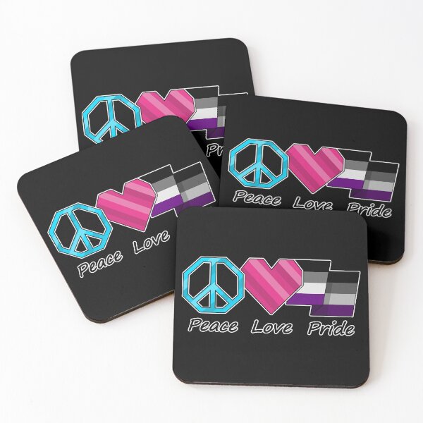 Item preview, Peace, Love, and Pride design in Asexual pride flag colors designed and sold by LiveLoudGraphic.