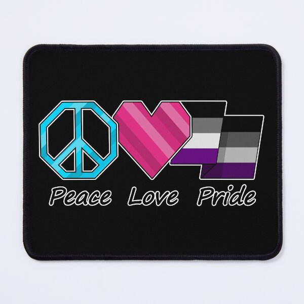 Item preview, Peace, Love, and Pride design in Asexual pride flag colors designed and sold by LiveLoudGraphic.