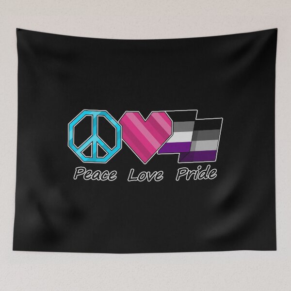 Item preview, Peace, Love, and Pride design in Asexual pride flag colors designed and sold by LiveLoudGraphic.