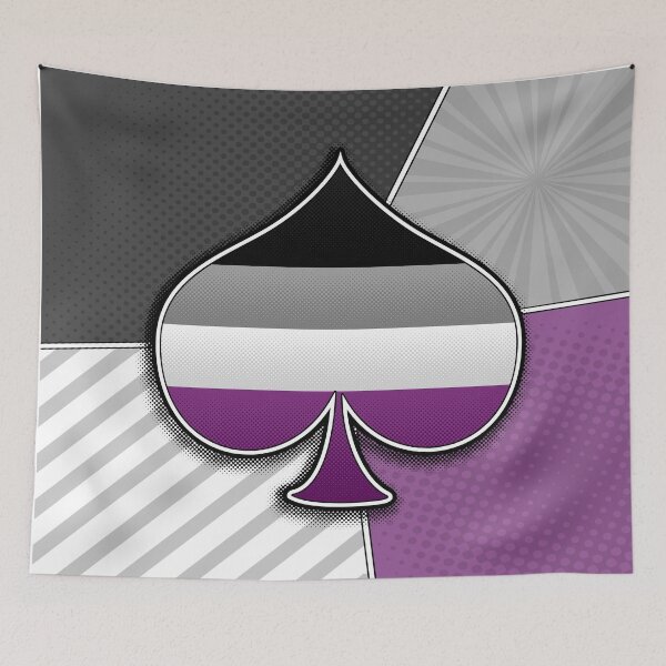 Item preview, Halftone Asexual Pride Ace Symbol with Flag Background designed and sold by LiveLoudGraphic.