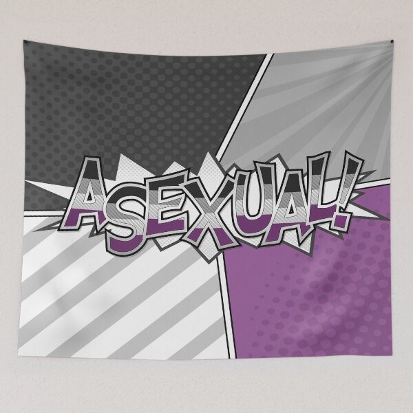 Item preview, Halftone Asexual Pride Typography with Flag Background designed and sold by LiveLoudGraphic.