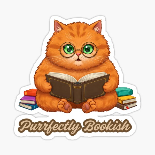 Bookish Cat Lost in a Good Book Sticker