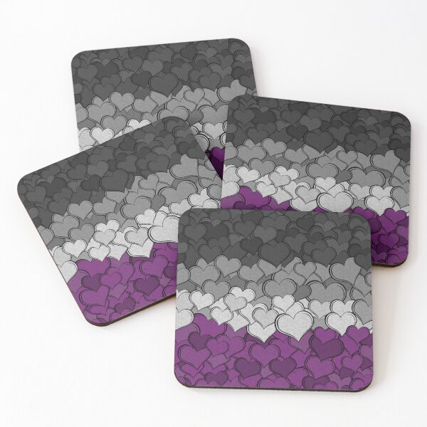 Item preview, Overlapping Hearts in Asexual Pride Flag Colors designed and sold by LiveLoudGraphic.