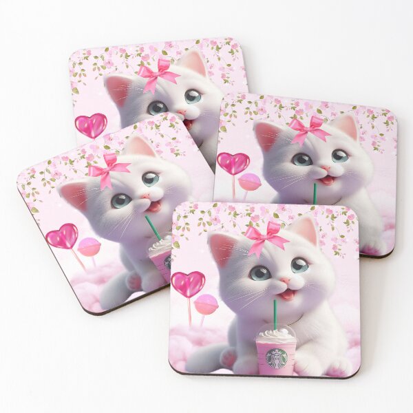 Item preview, Cute Pink Drink Kitten with Pink Lollipops designed and sold by st4rlit3 st4rbrit3.