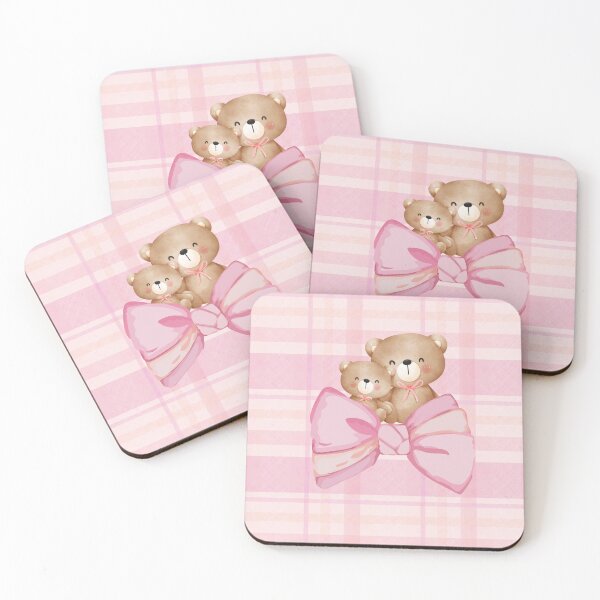 Item preview, Mother and Baby Teddy Bears with Pink Bow designed and sold by The Sweet Pixel.