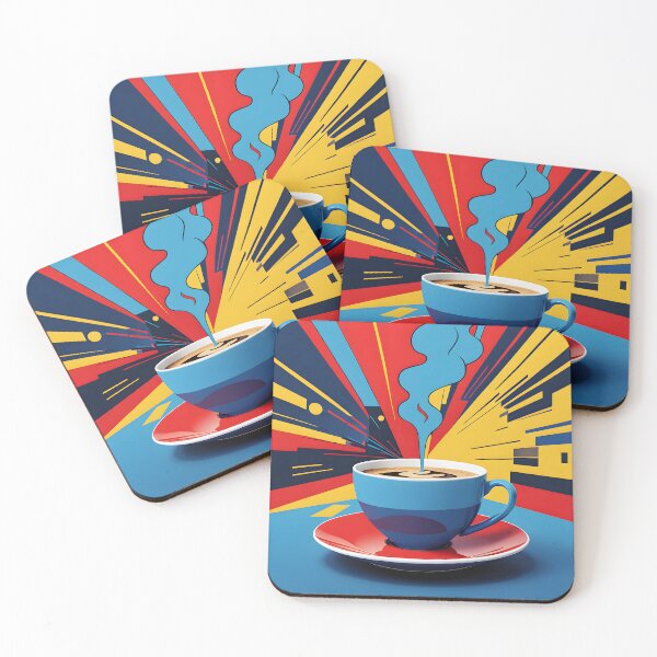 Item preview, Steamy Start – Bold Coffee Cup in Pop Art Silence designed and sold by LSVart.