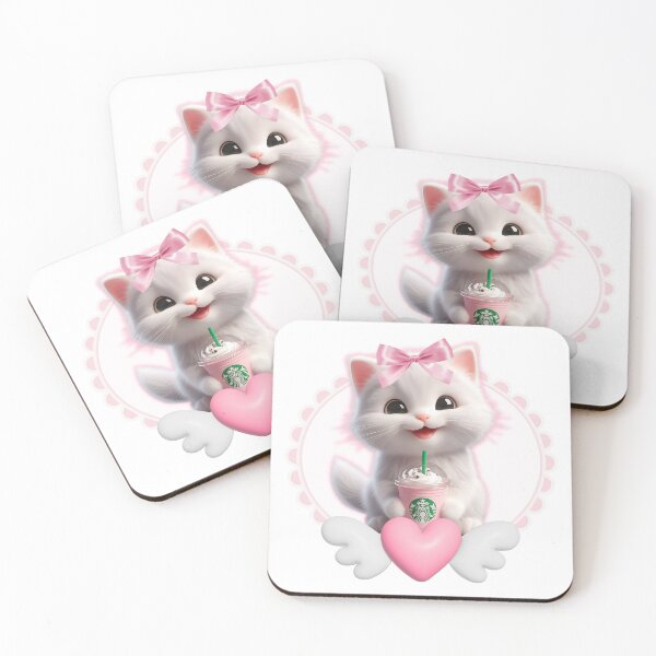 Item preview, Sweetheart Angel Pink Drink Kitten designed and sold by st4rlit3 st4rbrit3.