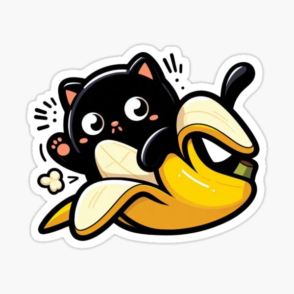 Artikel-Vorschau von Bananenkatze und fliegende Schale, lustige Katze , designt und verkauft von ParisnightArt.