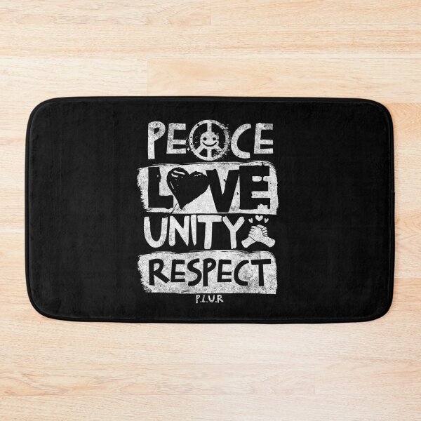 Aperçu de l'œuvre PLUR - Paix Amour Unité Respect 2 (blanc) créée et vendue par Discothreadz.
