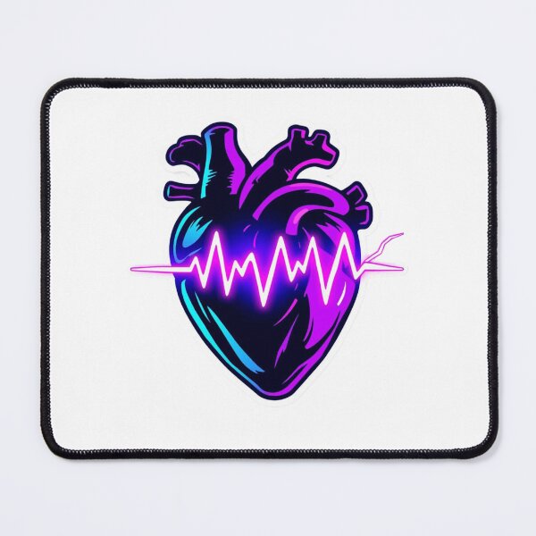 Item preview, Neon Heartbeat - Vibrant Heart with ECG Line Art designed and sold by StudioGraf Shop .