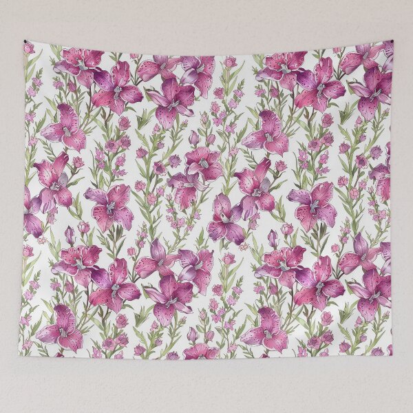 Item preview, Pink Purple Flowers and Greenery Pattern designed and sold by CoolPixels.