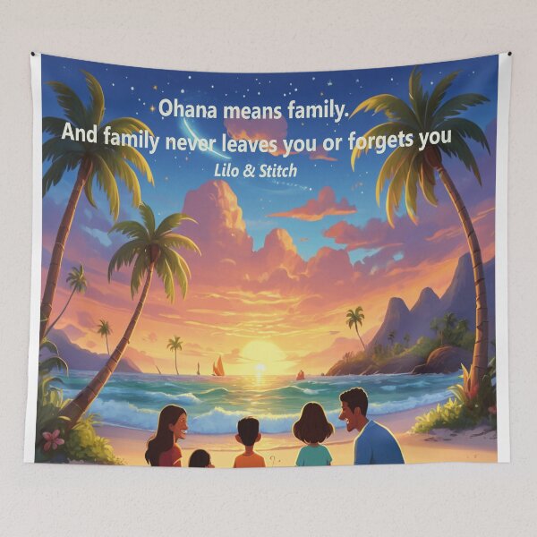 Item preview, Lilo & Stitch Children's Quote - "Ohana Means Family" - High-Quality Print, Cute and Motivational Decoration designed and sold by EdicionesJML.