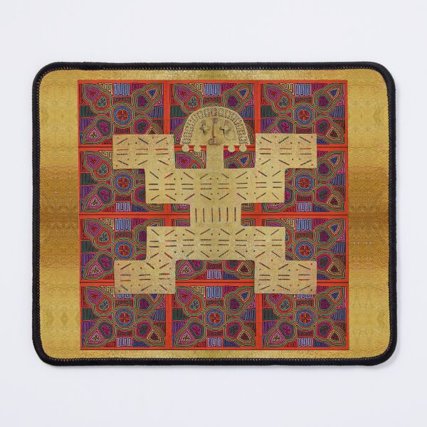 Item preview, Digital Rendering of a Pre-Columbian Pectoral  in Gold Leaf on a Mola inspired Pattern designed and sold by Diego-t.