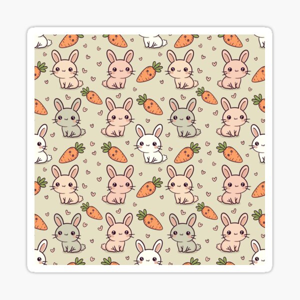 Item preview, Kawaii Easter Bunnies, Mini Hearts and Cute Carrots Seamless Pattern  designed and sold by SpiritedArtwork.