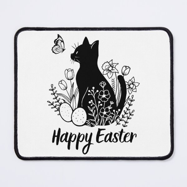 Item preview, Happy Easter For Cats,  Butterfly And Kitty Sitting In Spring Flowers designed and sold by KlaraMacinka.