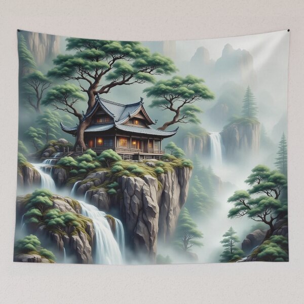 Item preview, Digital Art: Mountain Landscape with Teahouse designed and sold by Salimgor Hangaround Music.