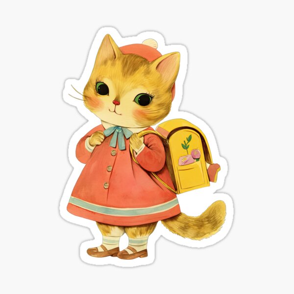 Aperçu de l'œuvre Sticker Minnie Cat : Le petit chat va à l'école créée et vendue par pnamphetc.