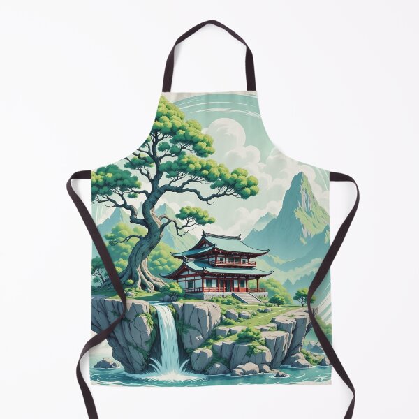 Item preview, Anime/Manga Art: Island with Teahouse and Waterfall designed and sold by Salimgor Hangaround Music.