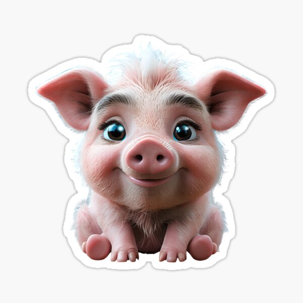 Item preview,  Adorable Pink Piglet with Big Eyes and Cheerful Expression designed and sold by quibrak.