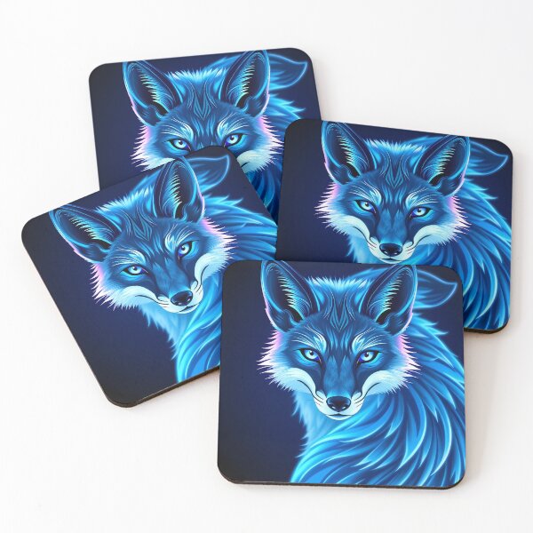 Item preview, Neon Blue Fox - Futuristic Glowing Animal Digital Art designed and sold by FusionCipher.