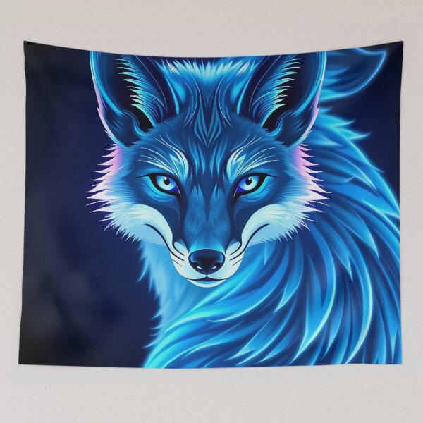 Item preview, Neon Blue Fox - Futuristic Glowing Animal Digital Art designed and sold by FusionCipher.