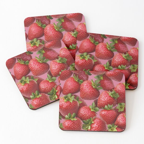 Item preview, Juicy strawberries on pink designed and sold by Lichtisign.