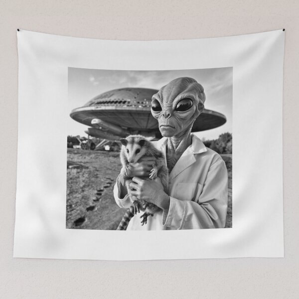 Item preview, Alien Abduction, possum, UFO, possum, meme, funnyfits70, Humor, Funny, retro, vintages, funny quotes, animal humor, designed and sold by FunnyFits70.