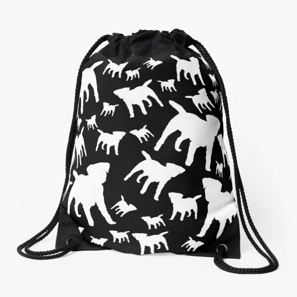 Border Terrier Gifts for Dog Lovers Black & White Silhouette Drawstring Bag