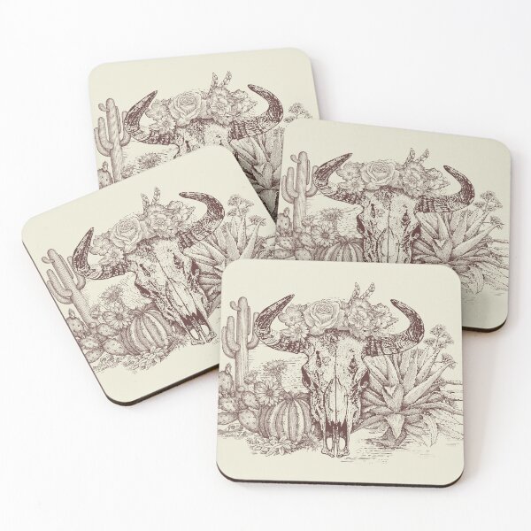 Item preview, Western Americana (cow skull and flowers) brown designed and sold by BessoChicca.