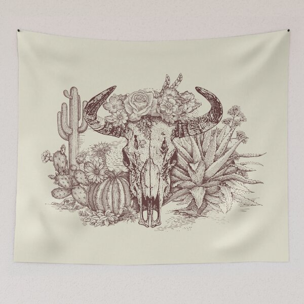 Item preview, Western Americana (cow skull and flowers) brown designed and sold by BessoChicca.
