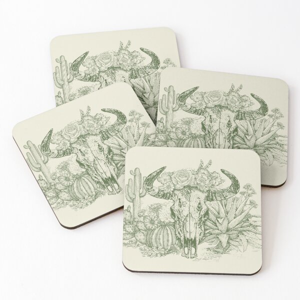 Item preview,  Western Americana (cow skull and flowers) green designed and sold by BessoChicca.