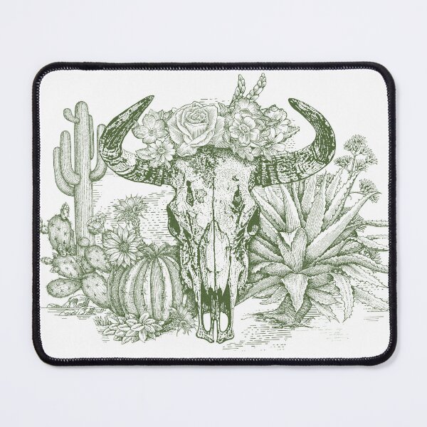 Item preview, Western Americana (cow skull and flowers) green designed and sold by BessoChicca.