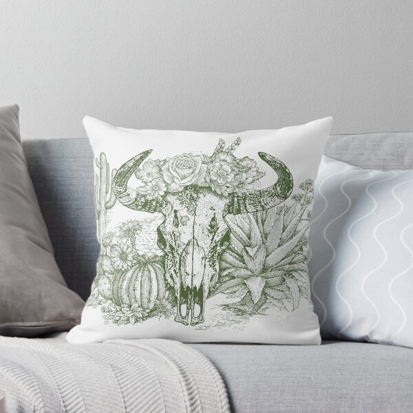 Item preview,  Western Americana (cow skull and flowers) green designed and sold by BessoChicca.