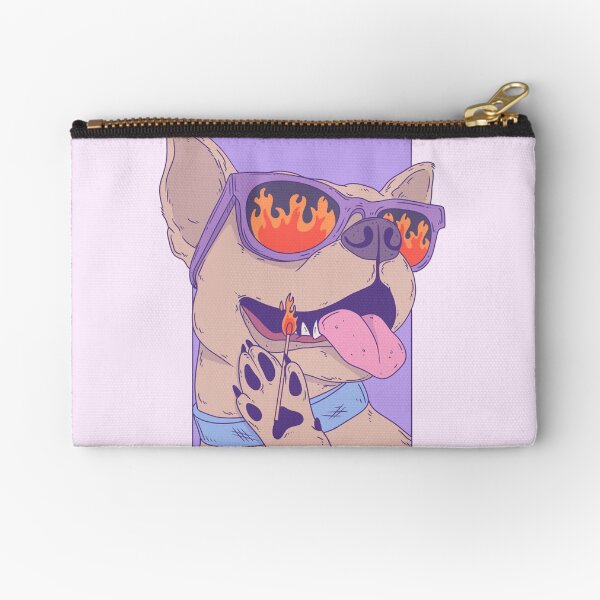 Aperçu de l'œuvre Staffy cool avec des lunettes tenant une allumette – Chaos et feu créée et vendue par Jess.a.creates.