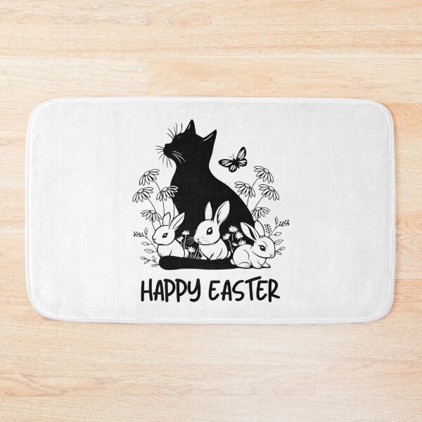 Item preview, Happy Easter For Cats,  Kitty With Rabbits Sitting In Spring Flowers designed and sold by KlaraMacinka.