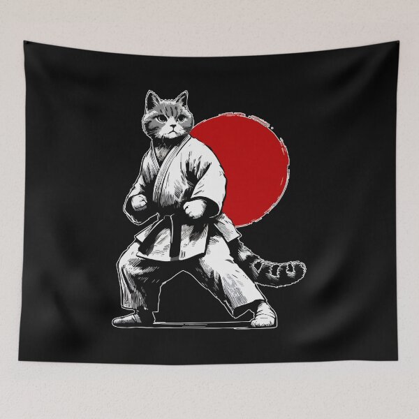 Item preview, Sketchy Cat Karate Judo Japan Sumie  designed and sold by TomFrontierArt.