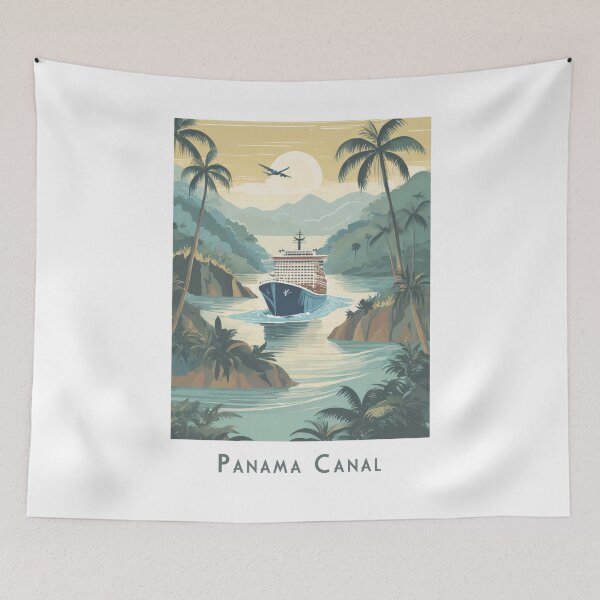 Item preview, Panama Canal travel poster – vintage retro cruise motif in the tropical jungle designed and sold by pod24.