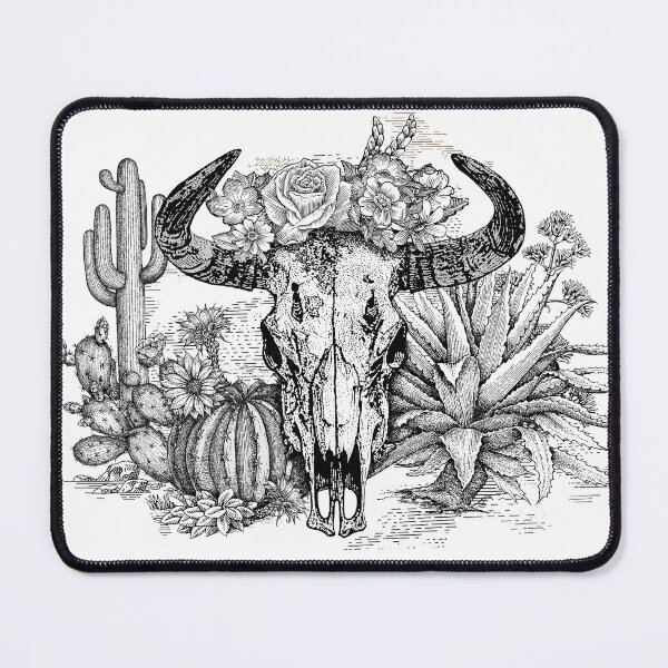 Item preview, Western Americana (cow skull and flowers) black designed and sold by BessoChicca.